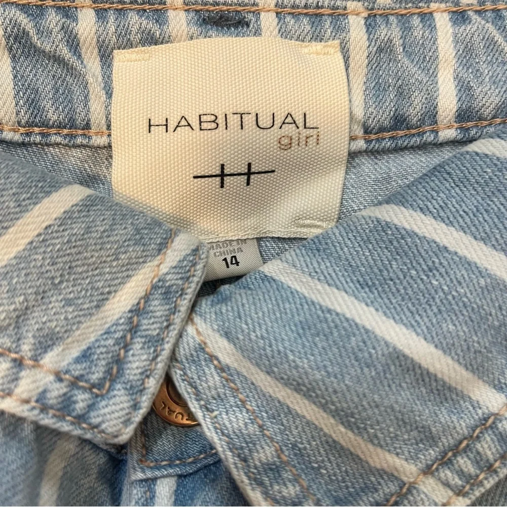 Habitual girl striped denim fold over shorts size 14‎